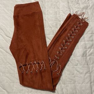 Orange suede pants